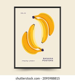 Abstract tropical fruits posters template. Modern trendy minimal style. Hand drawn design for wallpaper, wall decor, print, postcard, cover, template, banner. 