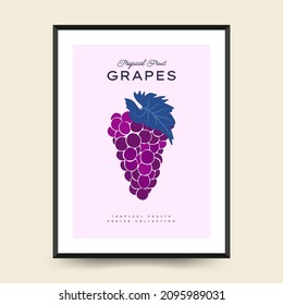 Abstract tropical fruits posters template. Modern trendy minimal style. Hand drawn design for wallpaper, wall decor, print, postcard, cover, template, banner. 