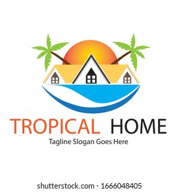 Vector del logotipo del hogar tropical abstracto