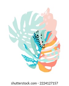 Abstract tropical illustration. Isolated design for tshirt, posters, covers, cards, interior decor and other use.