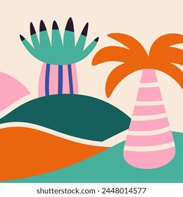 Abstract Tropical Landscape Vector Illustration