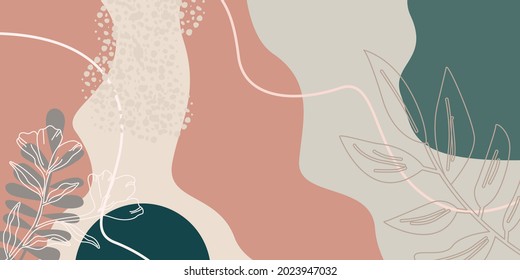 abstract tropical leaf with color shape isolated on beige background