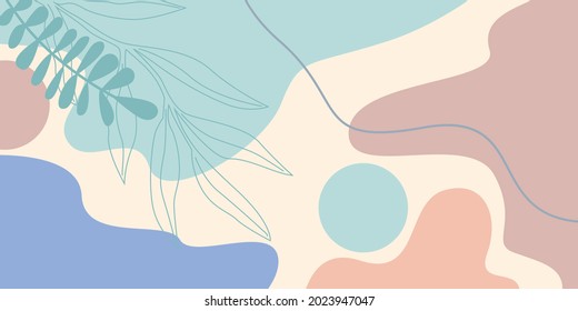 abstract tropical leaf with color shape isolated on beige background