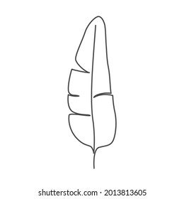 Abstract tropical leaf drawn by one line. Outline drawing. The art of minimalism. Suitable for home decor, posters, wall art, prints, stickers, mobile phone cases. Vector illustration.