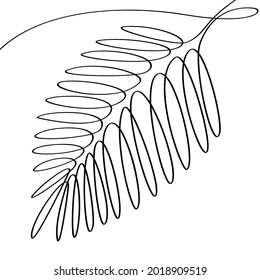 Abstract tropical leaf. Minimal design, freehand composition, modern style. Black and white continuous lines poster for a Scandinavian interior.