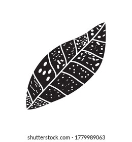 hoja tropical abstracta con rayas y puntos de diseño sobre fondo blanco, estilo de silueta, ilustración vectorial