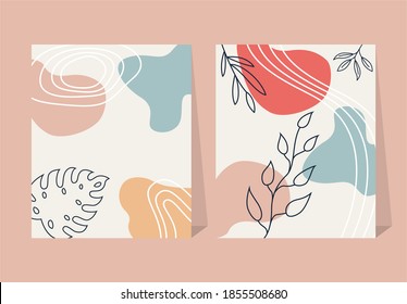 Abstract tropical leaves elements flower poster background
