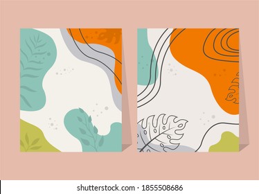 Abstract tropical leaves elements flower poster background