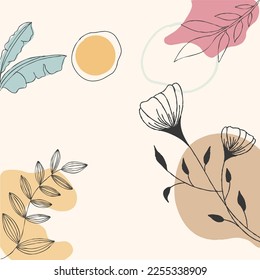 Resumen de hojas tropicales y fondo floral Afiche