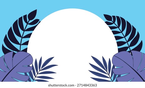 Diseño de marco de hojas tropicales Abstractas sobre fondo turquesa