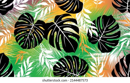 Abstract tropical leaves pattern. Vector Illustration.