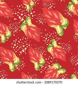 Abstract tropical leaves seamless pattern. Tropical leaf endless wallpaper. Exotic hawaiian plants backdrop. Nature background. Design for fabric , textile, surface, wrapping, cover