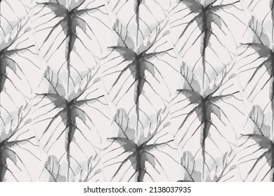 Abstract tropical leaves seamless pattern. Summer background. Minimal illustration with hand drawn watercolor textured leaves for minimalist print, cover, boho home decor, wallpaper design Vector art