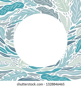 Abstract tropical leaves. Summer print with hand-drawn elements.