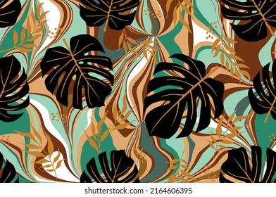 Abstract tropical leaves. Vector Illustration.