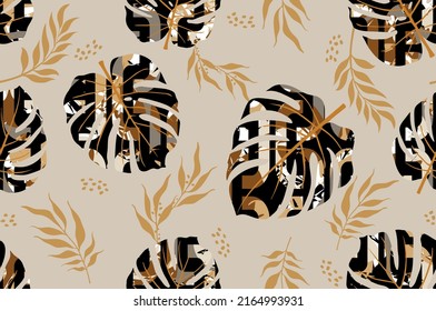 Abstract tropical leaves. Vector Illustration.