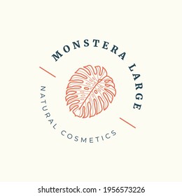 Abstract  Tropical Logo Flowers Vector Signs or Logo Templates. Retro Floral Illustration with Classy Typography. Feminine Logo. Modern Logo Template for florist, fashion blogger, design studio.
