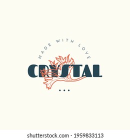 Abstract  Tropical Logo Flowers Vector Signs or Logo Templates. Retro Floral Illustration with Classy Typography. Feminine Logo. Modern Logo Template for florist, fashion blogger, design studio.