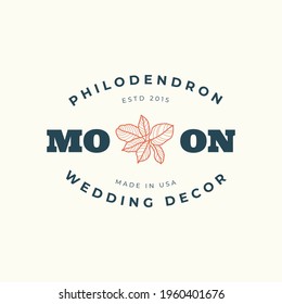 Abstract  Tropical Logo Flowers Vector Signs or Logo Templates. Retro Floral Illustration with Classy Typography. Feminine Logo. Modern Logo Template for florist, fashion blogger, design studio.