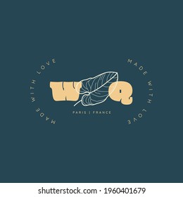 Abstract  Tropical Logo Flowers Vector Signs or Logo Templates. Retro Floral Illustration with Classy Typography. Feminine Logo. Modern Logo Template for florist, fashion blogger, design studio.