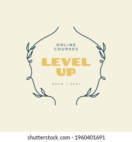 Abstract  Tropical Logo Flowers Vector Signs or Logo Templates. Retro Floral Illustration with Classy Typography. Feminine Logo. Modern Logo Template for florist, fashion blogger, design studio.