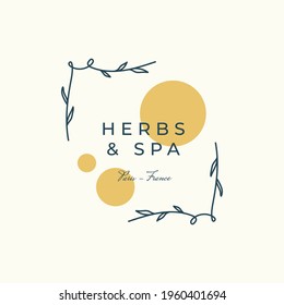 Abstract  Tropical Logo Flowers Vector Signs or Logo Templates. Retro Floral Illustration with Classy Typography. Feminine Logo. Modern Logo Template for florist, fashion blogger, design studio.