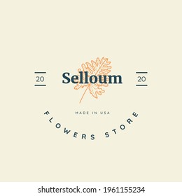 Resumen de las señales de vectores o las plantillas de logotipos de las flores de los logotipos tropicales. Ilustración floral retro con tipografía clásica. Logo Femenino. Plantilla moderna de logotipo para florista, blogger de moda, estudio de diseño.