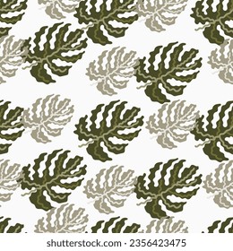 Resumen de hojas de monstera tropical sin fisuras. Fondo decorativo de hojas de palma de jungla. Diseño para imprenta, textil, tela, moda, interior, papel envolvente. Ilustración del vector