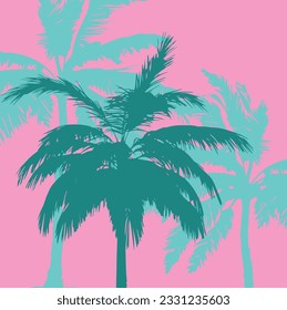 Abstract tropical palm illustration. Yand-drawn vector art illustration.