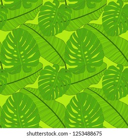 Abstract tropical palm  leaf seamless pattern background. Vector Illustration EPS10