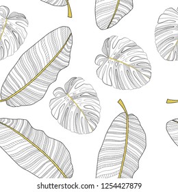 Abstract tropical palm  leaf seamless pattern background. Vector Illustration EPS10