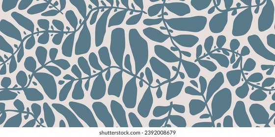 Abstract tropical palm leaves seamless pattern in Matisse style. leaves patter, leaf pattern. 