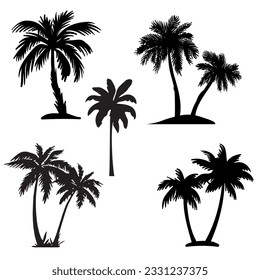 Abstract tropical palm silhouette illustration. Hand-drawn vector art illustration.