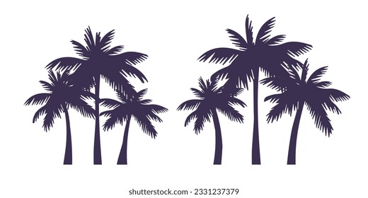 Abstract tropical palm silhouette illustration. Hand-drawn vector art illustration.