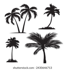 Abstract tropical palm silhouette illustration. Hand-drawn vector art illustration.