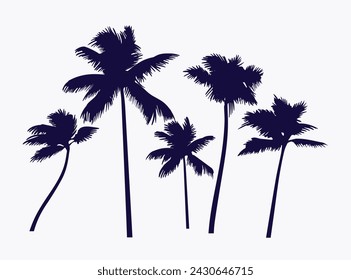 Abstract tropical palm silhouette illustration. Hand-drawn vector art illustration.