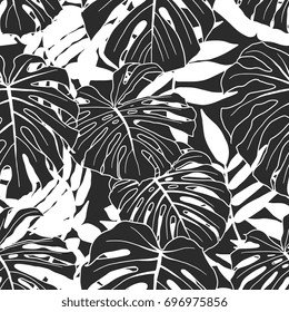 Abstract tropical plant seamless pattern