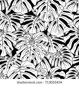 Abstract tropical plant seamless pattern