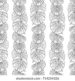 Abstract tropical plant seamless pattern