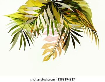 Abstract tropical plants pattern. Vector illustration.
