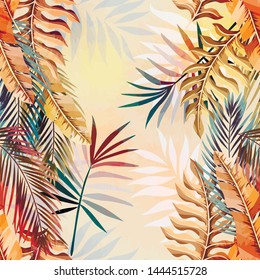 Abstract tropical plants pattern. Vector illustration.	