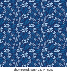 Abstract tropical seamless pattern with blue plants