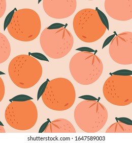 Abstract tropical seamless pattern with stylized oranges. Vector colored design.