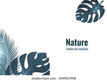 Abstract tropical style. Monstera leaves and palm trees on a white background. Vector illustration for your design