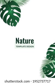 Abstract tropical style. Monstera leaves and palm trees on a white background. Vector illustration for your design