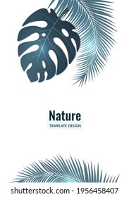 Abstract tropical style. Monstera leaves and palm trees on a white background. Vector illustration for your design