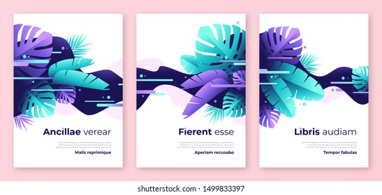 Abstract tropical vector backgrounds, brochure templates, cover designs, colorful posters.