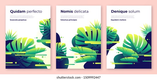 Abstract tropical vector backgrounds, brochure templates, cover designs, colorful posters.