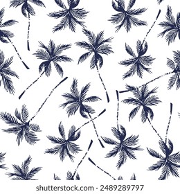 Abstractas trópico sin patrón. Fondo de siluetas de palmeras grunge. Arte vectorial de la selva. ilustración exótica dibujada a mano para el diseño de verano, traje de baño de playa, tela, Fondo de pantalla