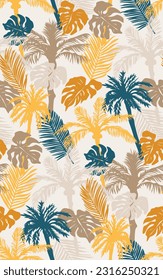 Abstract tropics seamless pattern. Jungle vector art - hand drawn exotic illustration for summer design prints.